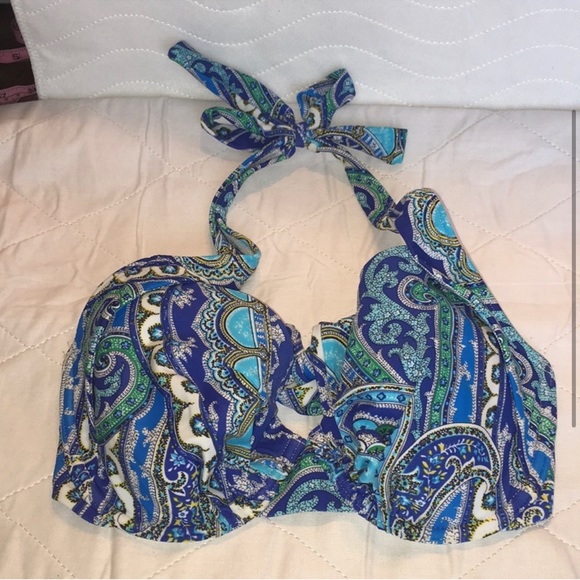 Relax by Tommy Bahama Blue Paisley Bikini Top Sz 34D NWT - Picture 3 of 6